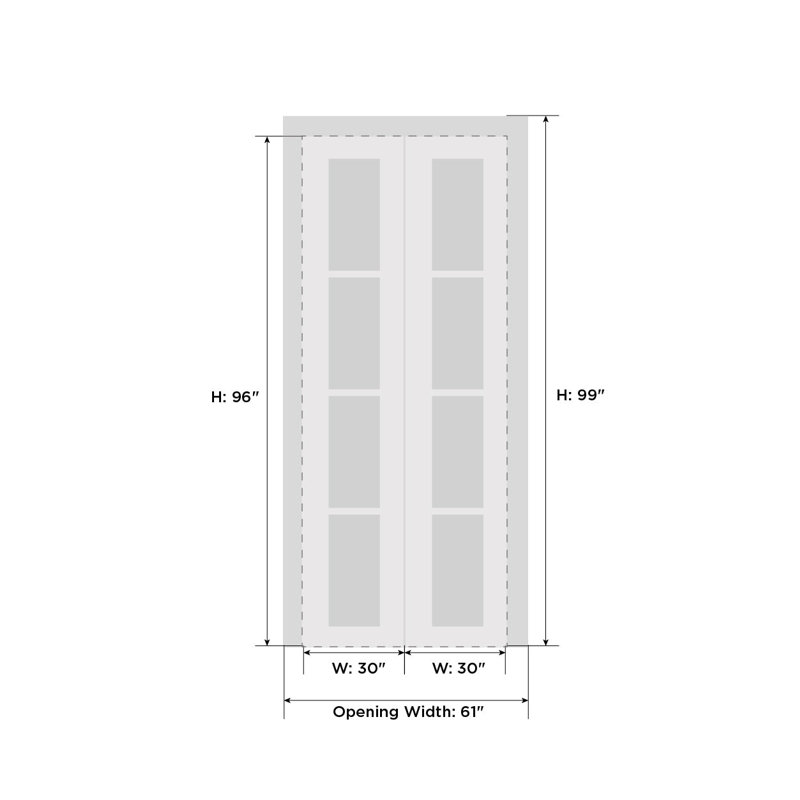 Porte standard à panneaux en bois massif, 60 po x 96 po