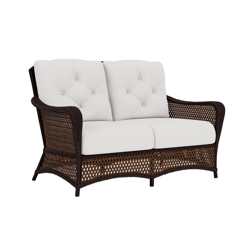 Grand Traverse Outdoor 2 - Seat Loveseat, Caramel, Canvas Natural Sunbrella® Canvas