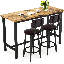 Ensemble de table de bar 3 pièces 2 pièces, table de bar rectangulaire de 47 po avec 2 tabourets de dossier rembourrés en cuir de polyuréthane, ensemble de table de salle à manger pour petite cuisine, salon, appartement-850725070