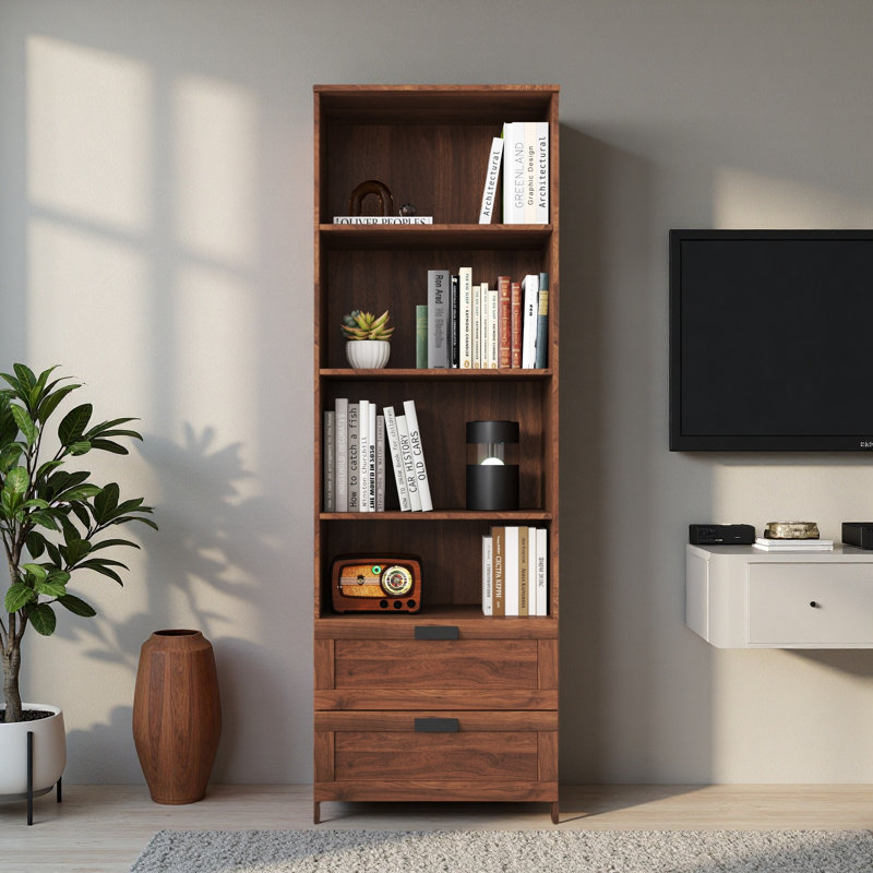Bibliothèque avec tiroirs, hauteur 70,87 po, 4 tablettes