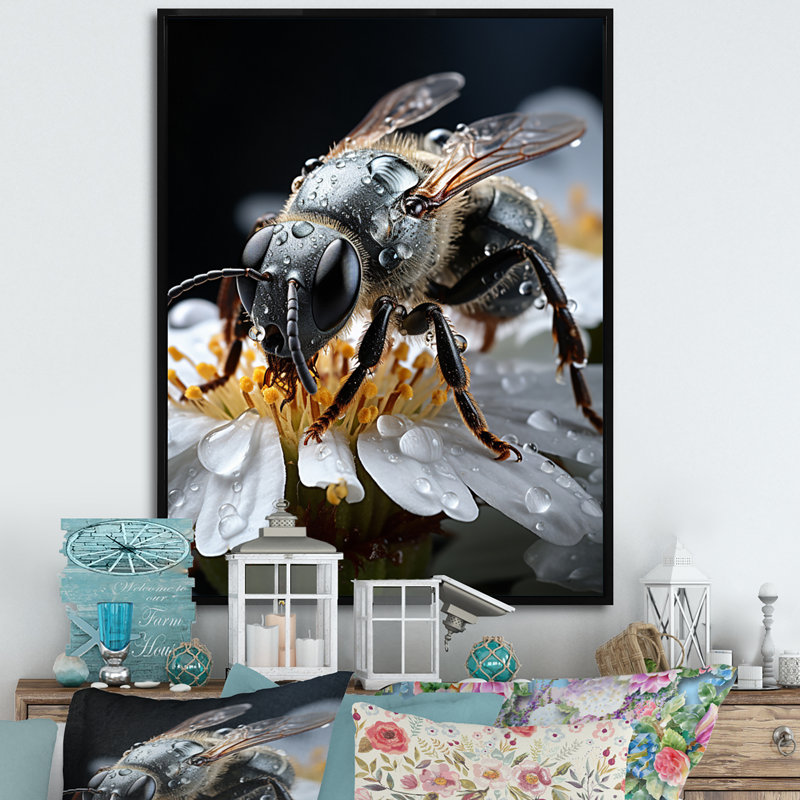 Jayloni " Animal Insects Bugs National I " Print, 40" H x 30" W x 1.5" D, Black Floater Frameed Canvas