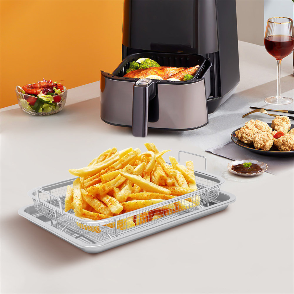 BYKITCHEN 8 inch Square Air Fryer Rack, Set of 3, Stackable Multi