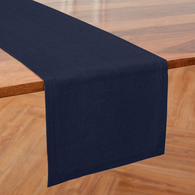 Diana - 100% Pure Linen Table Runner, 90" x 14", Navy