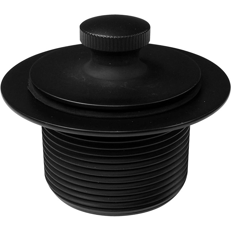 14" Brass Twist & Close Bathtub Leg Drain Assembly with 2-Hole Overflow, Matte Black