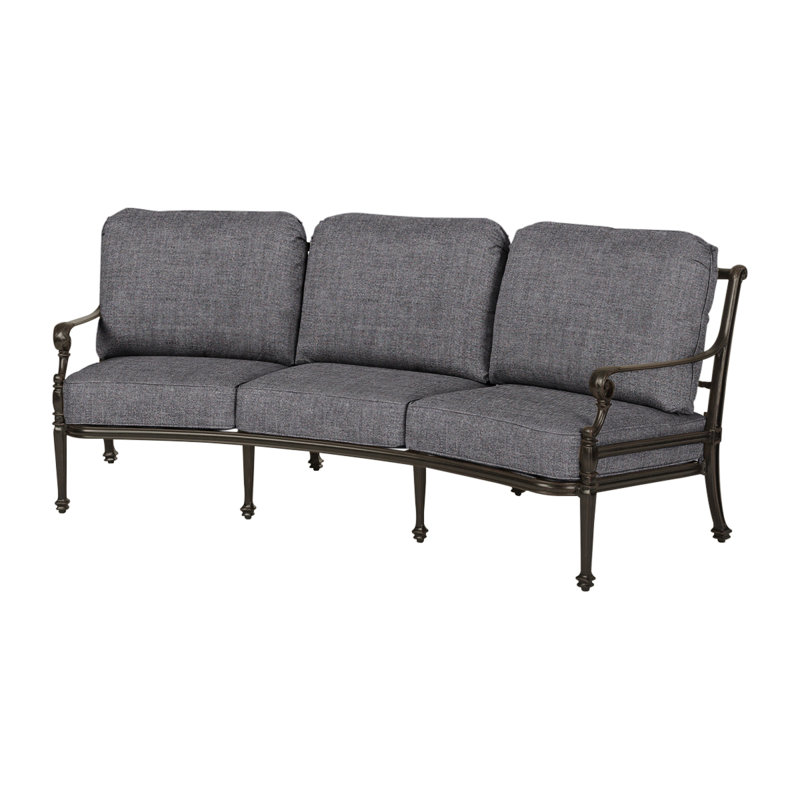 Grand Terrace Curved Sofa with Sunbrella Cushions, Cast Slate Sunbrella® Plainweave, Desert Bronze