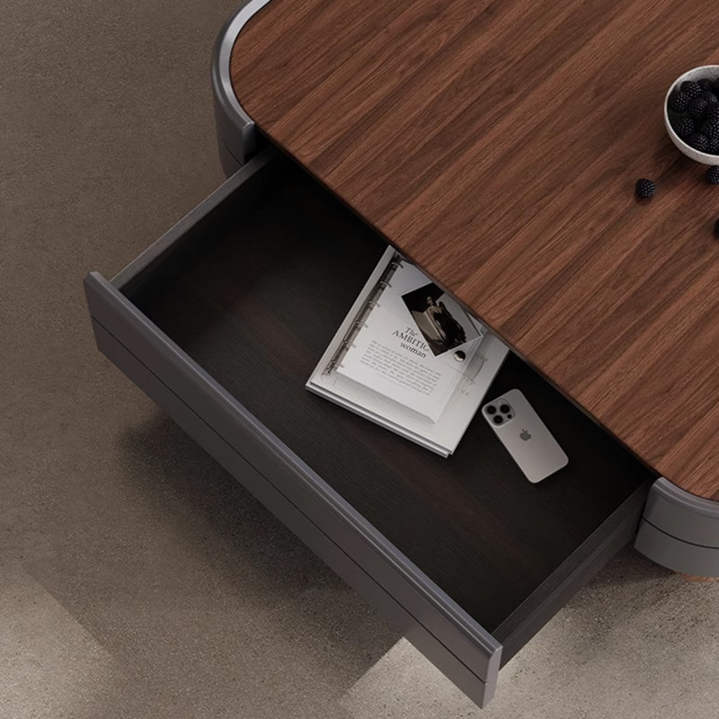 Table basse moderne avec pierre et bois