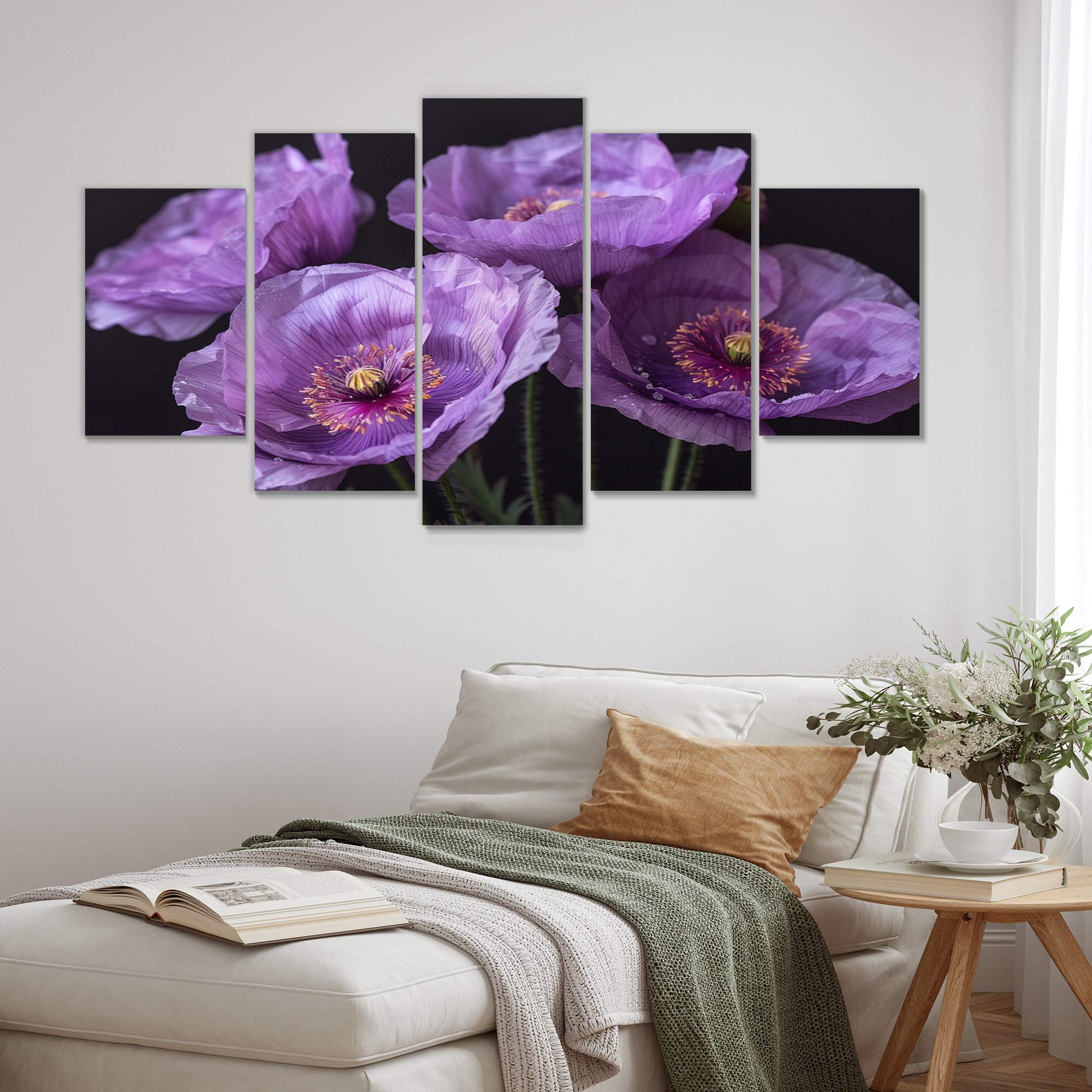 Design Art Purple Grey Fragile Beauty Poppies II - Poppies Wall Art ...