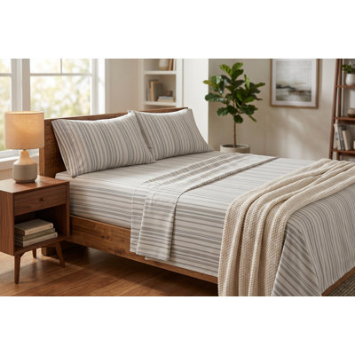 4-Piece Double Stripe Microfiber Sheet Set - Super Soft, Wrinkle-Resistant Hotel Quality Bedding with Deep Pockets