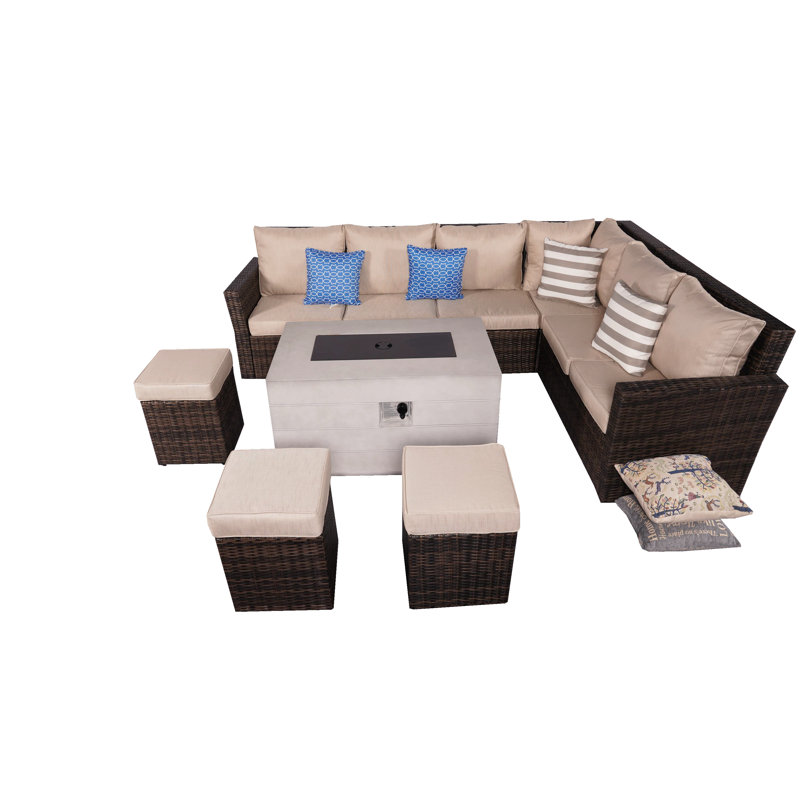 Ensemble de conversation modulaire avec coussins 8 pièces Cecilia