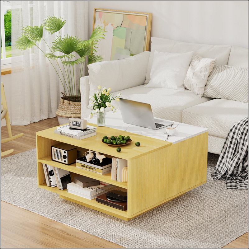 Table basse à plateau relevable avec rangement caché, parfaite pour la vie moderne et les solutions peu encombrantes.