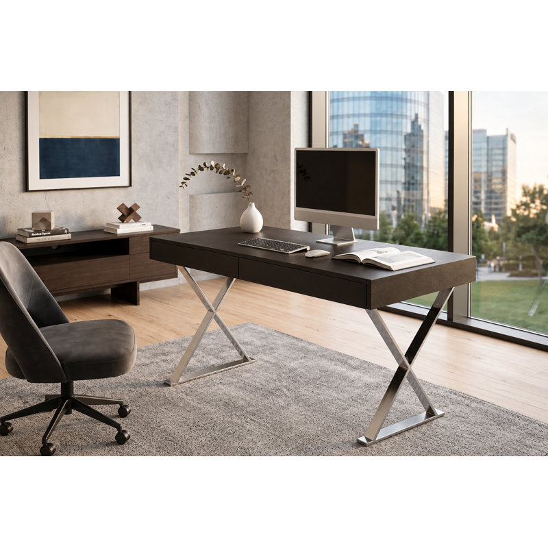Bureau d'écriture Alexa, Espresso / argent