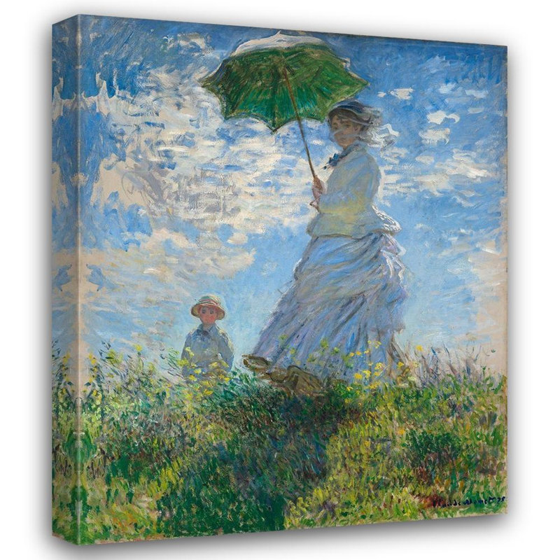 Monet, Claude, art sur toile tendue: Femme avec un parasol, madame Monet et son fils (97_53134), H 34 po x l 28 po