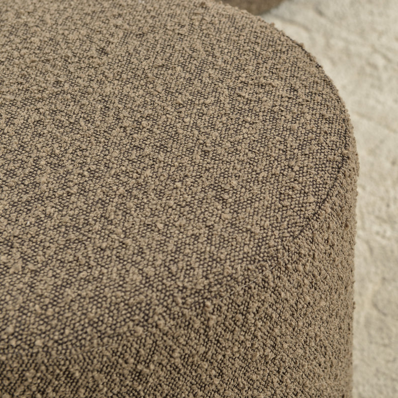 Repose-pieds rembourré rond moderne de 18 po Brynnen, Brown Boucle