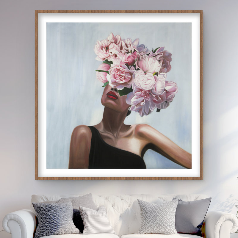 Voir la vie en fleurs - Décoration florale rose encadrée