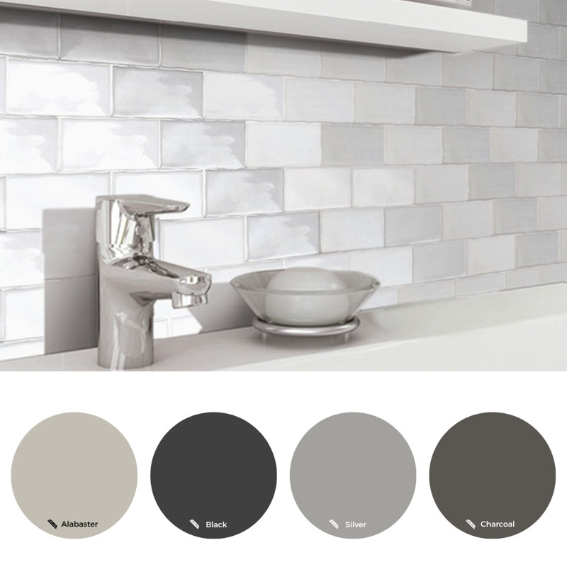 Metro Moon 14.13'' x 10.25'' Porcelain Mosaic Tile, Dark Gray/Light Gray