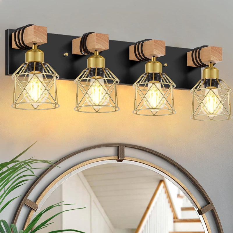 Dimmable Vanity Light, 4 Lights, Gold