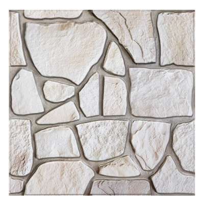 3D Textured Stone Wall Panels Peel and Stick - 10 pcs 11.8" x 11.8" Self-Adhesive Faux Stone Wallpaper Tiles, Printable PVC Wall Decor for Kitchen, Bathroom, Living Room, Bedroom, Fireplace, RV-Grey