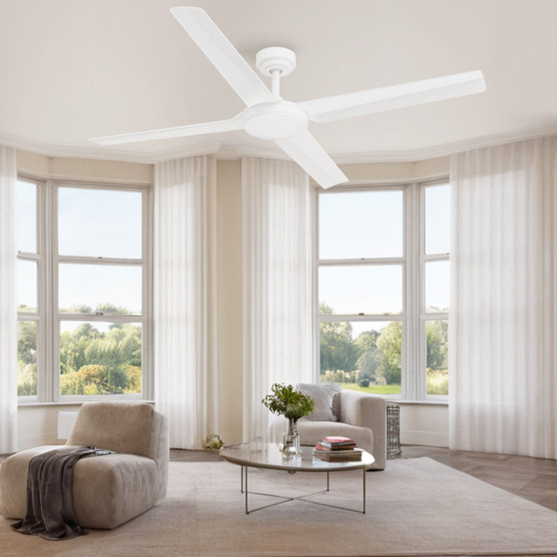 Calyra 56 inch Indoor/Outdoor Matte White Ceiling Fan with Remote Control