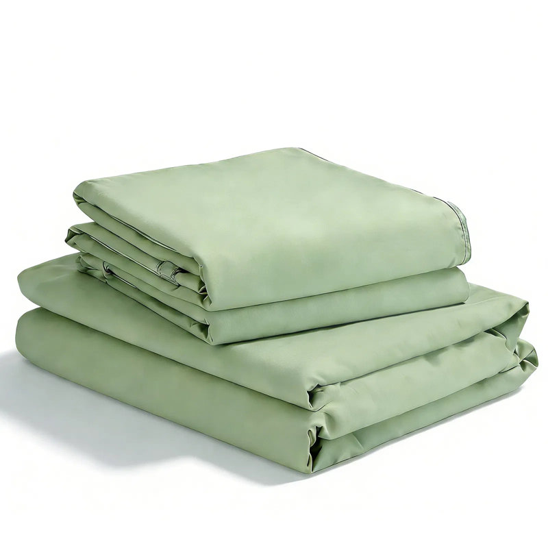 Ensemble de draps 4 pièces - Ultra doux et respirant - Mélange de coton de couleur unie lavable à la machine, Vert