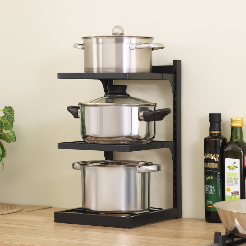  Pots And Pans Organizer Adjustable Pot Rack Metal Pan Holder, Heavy Duty Cookware Organizer Pot Rack Organizer Pot Storage Matte Black