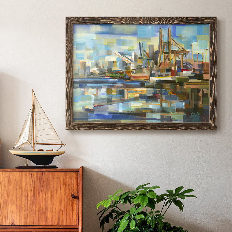 Port of Seattle, reproduction d'art sur toile, H 26 po x l 38 po x P 1,5 po, Noyer