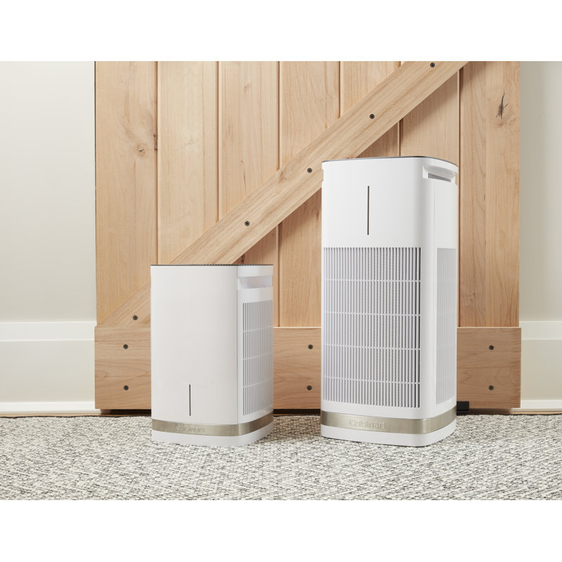White and Gray Countertop Air Purifier with HEPA Filter
