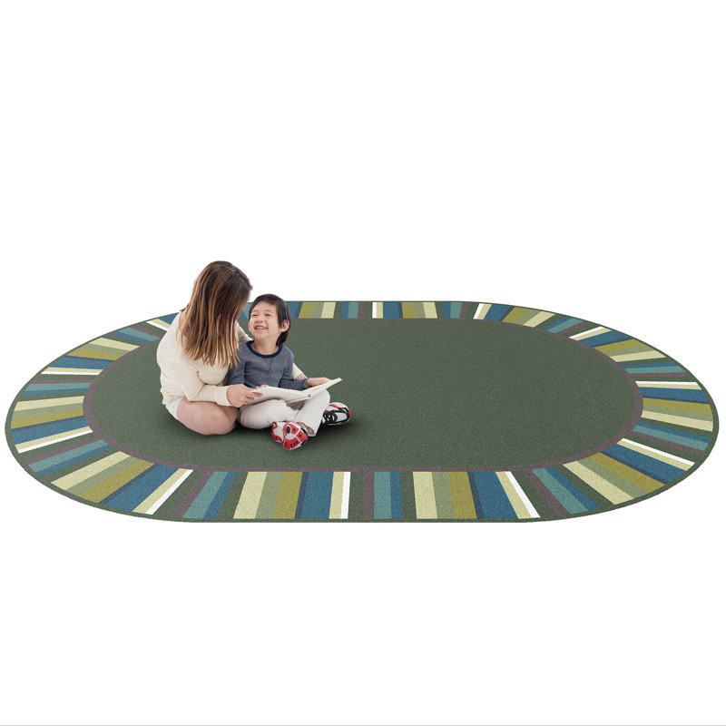 Just for Kids Clean Green by Joy Carpets Area Rug, Oval 5'4" x 7'8"