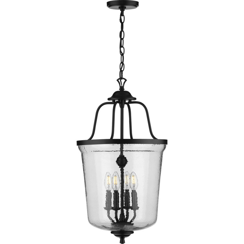Luminaire suspendu simple 4 lumières Ermengarda, Noir