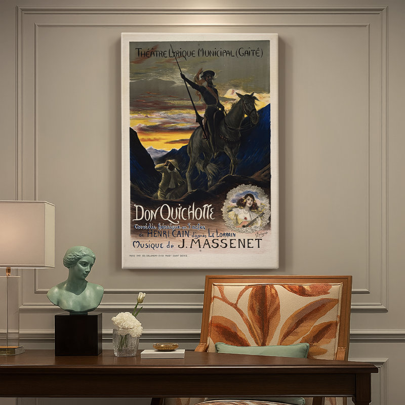 Don Quichotte (affiche de l'opéra) - Toile tendue avec châssis par Georges Rochegrosse, 24 po x 36 po