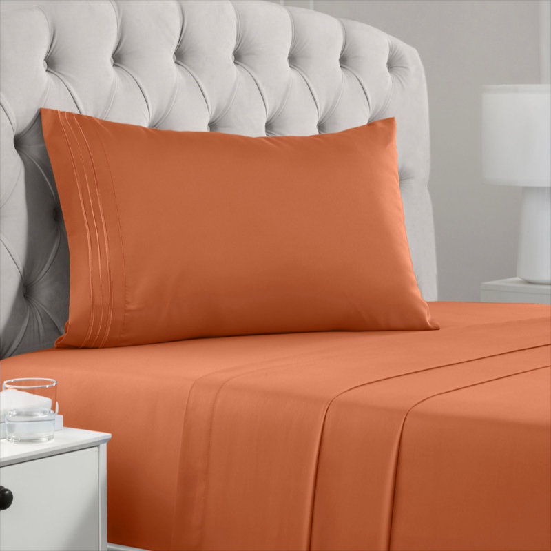 Mellanni 1800 Bed Sheets Twin Terracotta, Terracotta, Twin Sheet Set