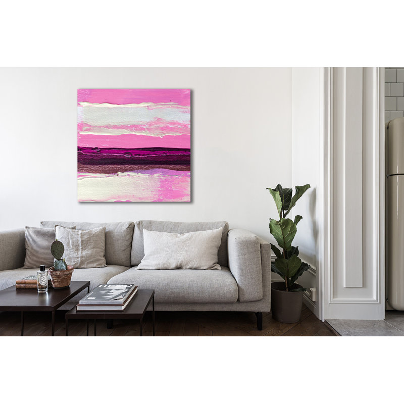 Pink Stripe 6 by Kent Youngstrom - Wrapped Canvas Painting, 30 cm H x 30 cm W x 4 cm D