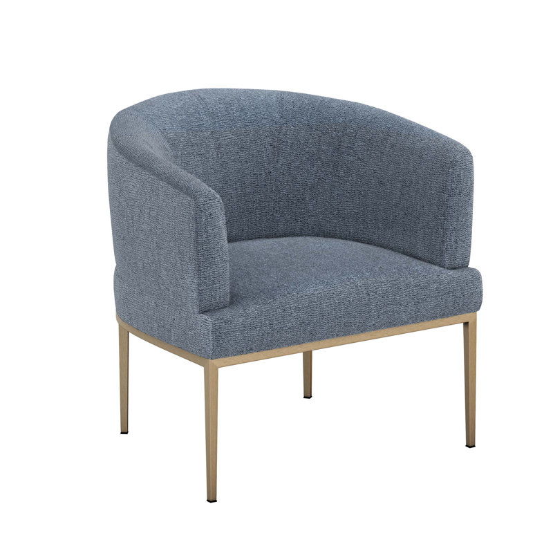 Fauteuil demi-tonneau Martine, Mélange de polyester azur