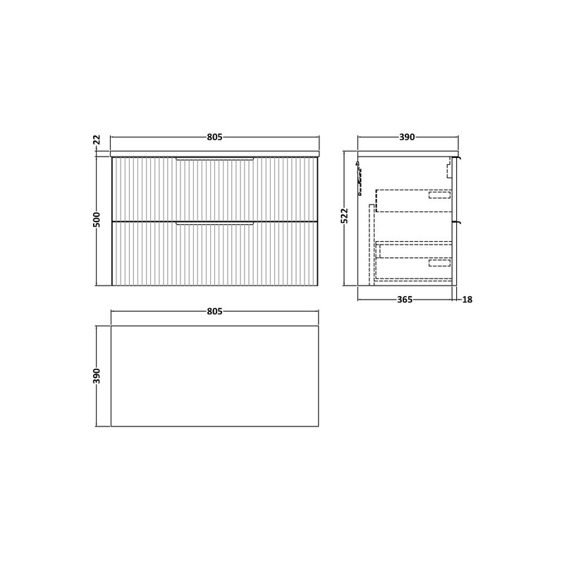 Fluted 80.5cm Single Bathroom Vanity Base Only, Satin White