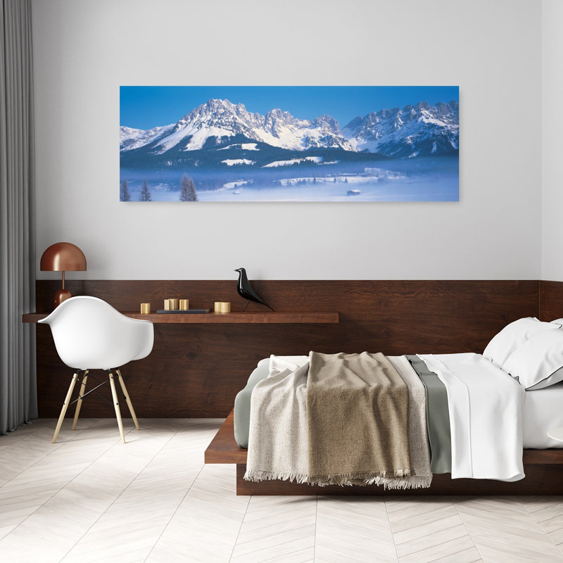Tirol, autrichienne paisible, paysage abstrait d'hiver, art mural, H 20 po x l 60 po