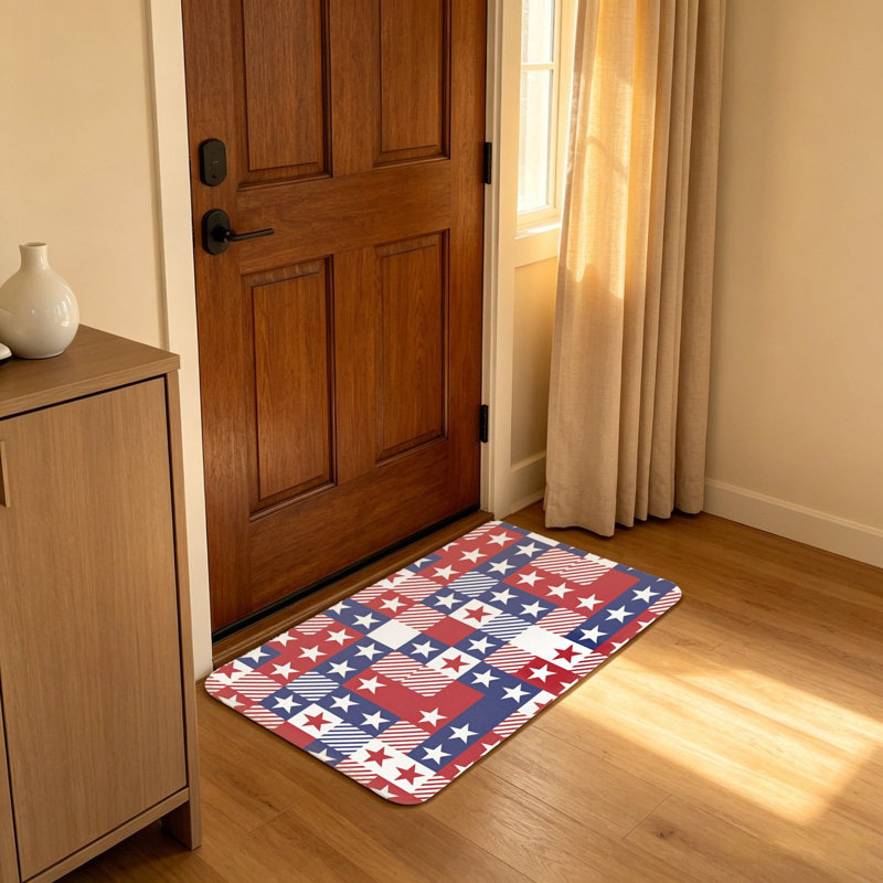 Tapis d'entrée Patriotic Star Stripe Checkerboard