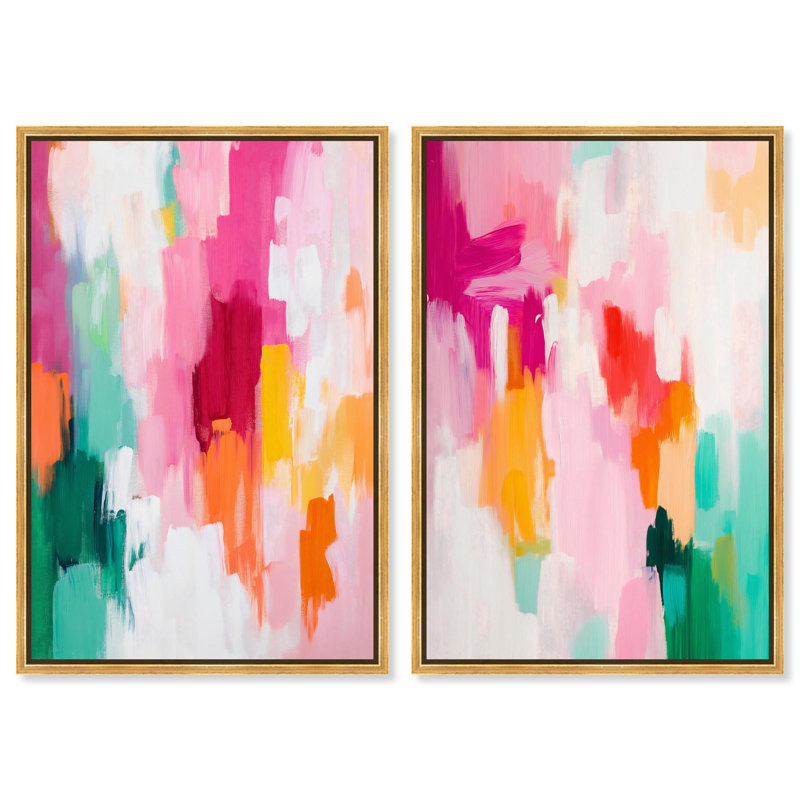 Playful Palette Set Canvas Print Modern Abstract Art Set by Art Remedy, Black Frame, 10 x 15, H 25 po x l 17 po