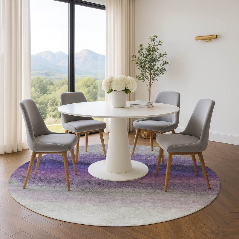 Premium Machine Washable Ariel Ombre Rug, Round 8'