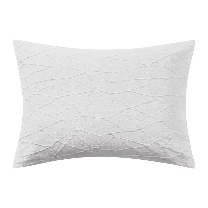 Abstract Crinkle White Standard 3 Piece Comforter Set, Queen Comforter + 2 Standard Shams