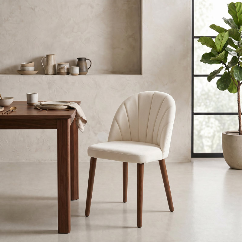 Chaise de salle à manger rembourrée en tissu, 4 pièces Lin | Crème