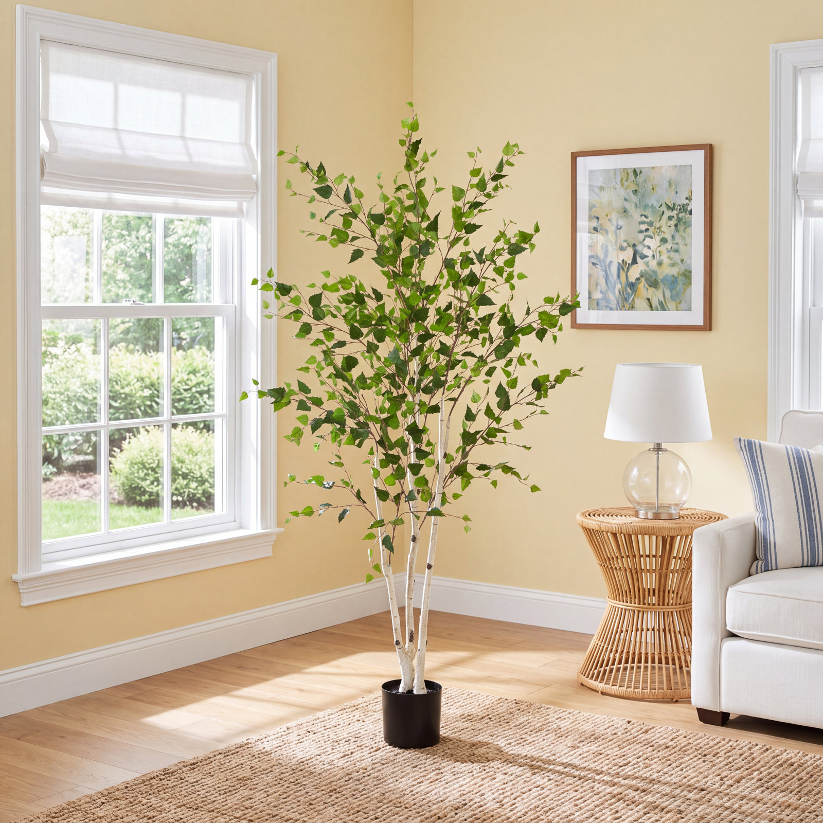 84'' Faux Birch Tree in Pot Liner