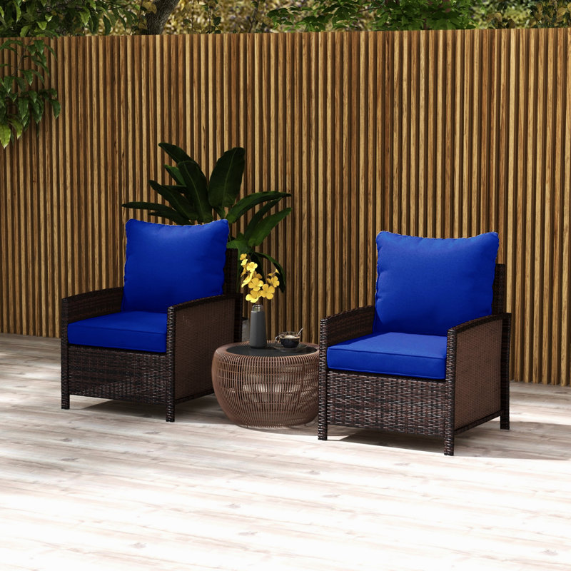 4 Navy Blue Cushion And Pillow For Patio Chairs, Relaxing Outdoor Seating Furniture , Blue, Comfortable Experience