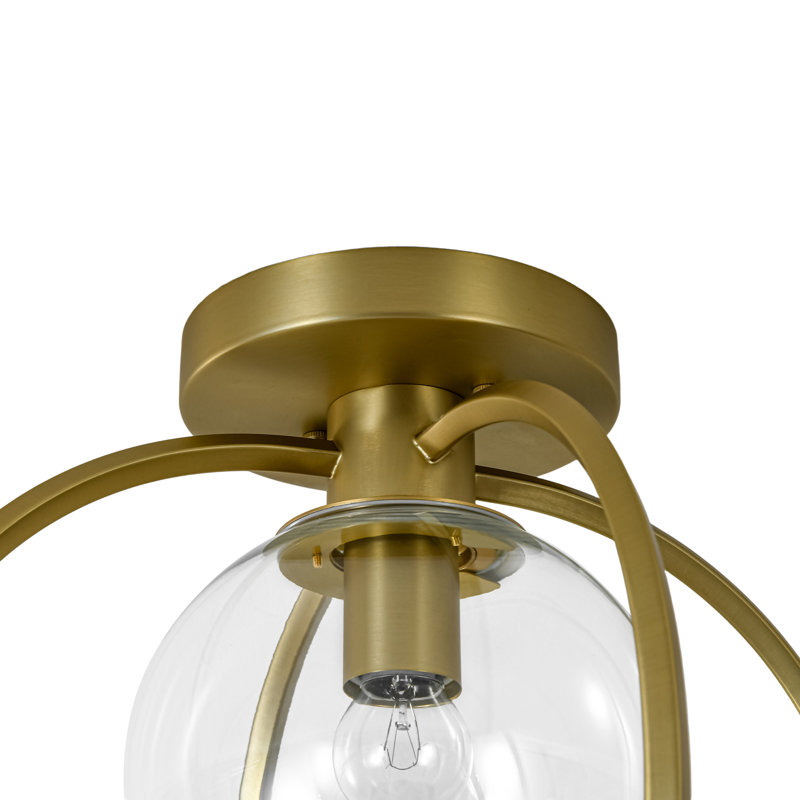 Plafonnier semi-encastré moderne 1 lumière avec abat-jour en verre transparent Globe