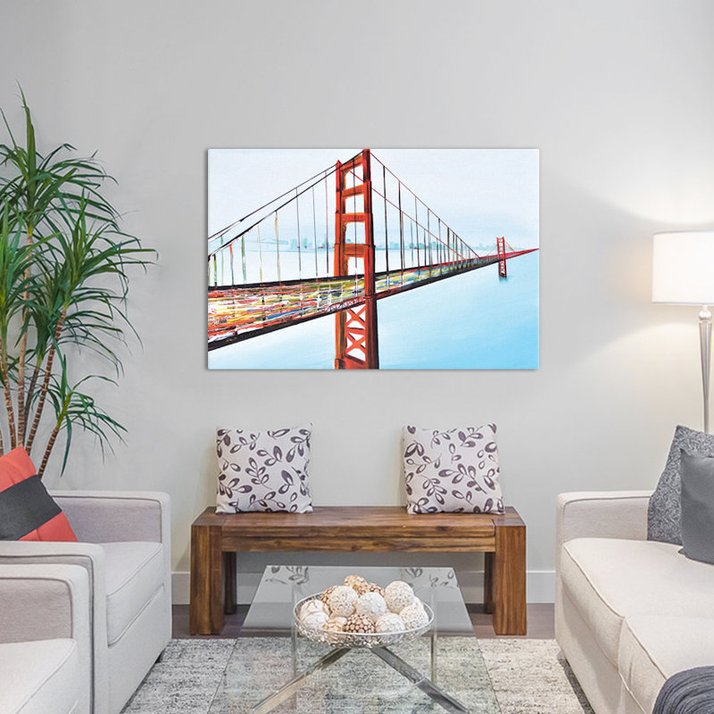 « golden gate bridge », reproduction d’art sur toile tendue, H 26 po x l 40 po x P 1,5 po, Toile tendue, Pas de tapis