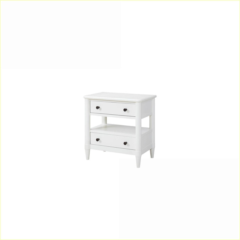 Table de chevet blanche moderne à 2 tiroirs - Rangement pour chambre