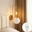 Ensemble de 2 appliques murales à intensité variable à brancher, lampe murale moderne col de cygne doré avec abat-jour en verre blanc laiteux, éclairage réglable en continu pour le salon, la chambre à coucher, le couloir, la base de l'ampoule E12