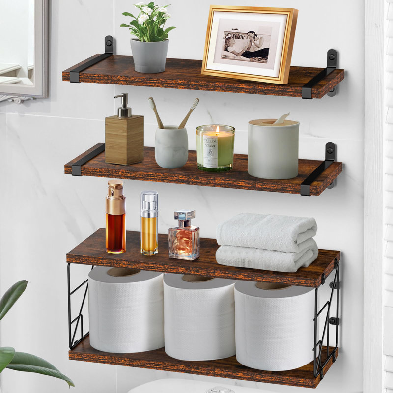 Sihi Floating Shelf, Dark Brown Wood