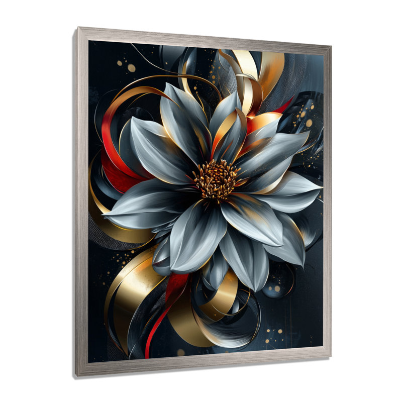Ben - Floral Canvas Wall Art, Silver, 40" H x 30" W, Reproduction encadrée d'une seule photo