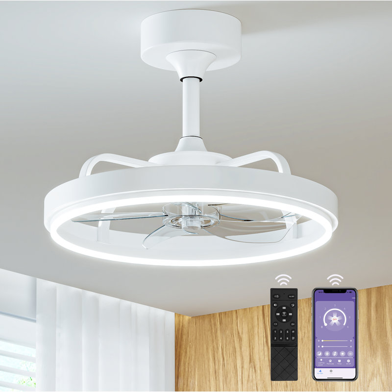  Ventilateur de plafond intelligent réversible avec éclairage et contrôle APP, 6 lumières DEL à intensité variable, ventilateur de plafond intelligent pour le salon, la cuisine et la chambre à coucher