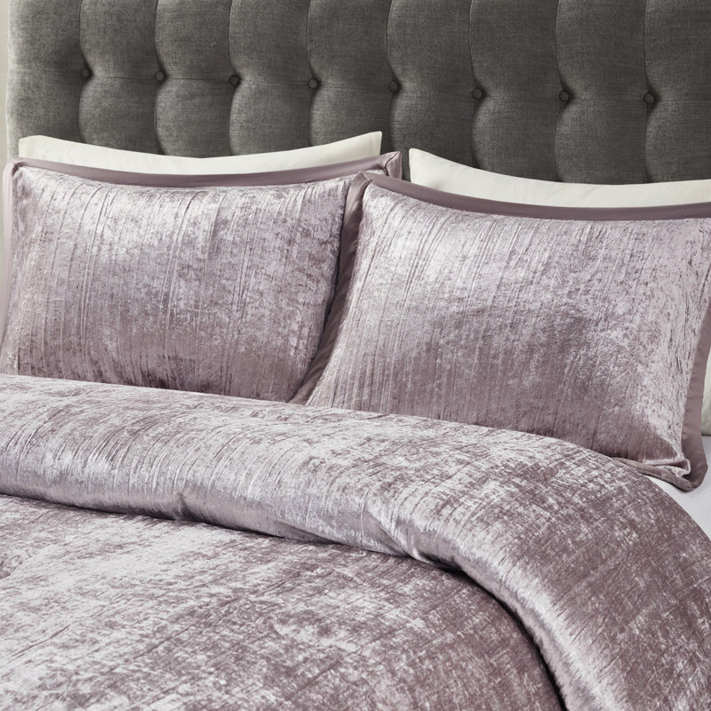 Édredon 5 pièces rosé double / grand - velours froissé, 2 taies décoratives et coussins décoratifs