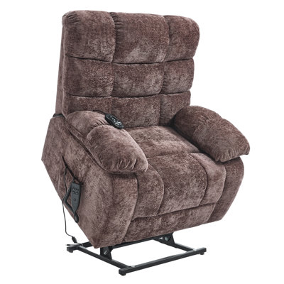 Recliner Chair With Heat & Massage, Dual Motor, Infinite Position, 350 Lbs Capacity, Large Electric Power Lift, Medium Firm, Heavy Duty, Brown